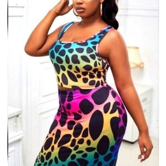 plus size polka-dot color block 2pc set sz 1X - Picture 4 of 6